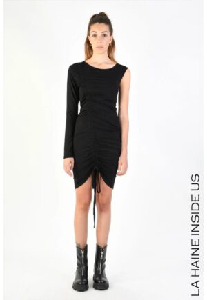 Rochie midi cu drapaj reglabil - Negru