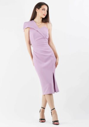 Rochie eleganta lila cu slit pe picior