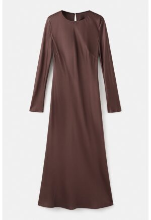 Rochie lunga de satin - Maro inchis