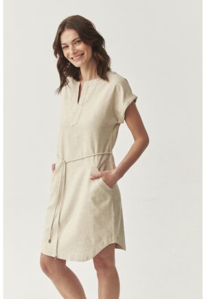 Rochie-tunica din amestec de in - Bej deschis