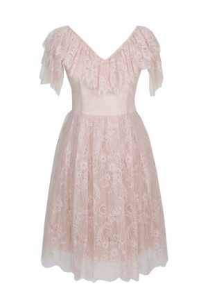 Rochie din dantela cu decolteu in V Vanessa - Roz