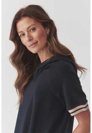 Rochie midi cu gluga si slituri laterale - Albastru ultramarin