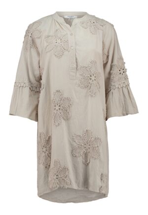 Rochie-camasa cu maneci medii - Bej inchis