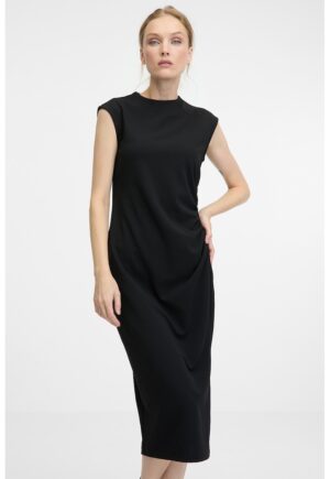 Rochie cu maneci scurte si slit lateral - Negru