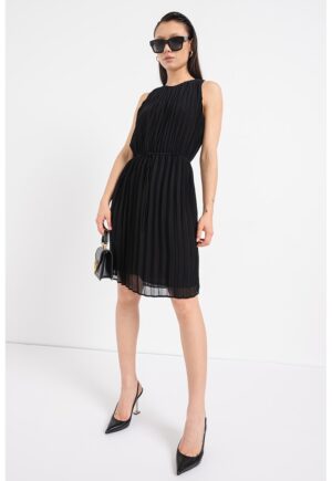 Rochie plisse de sifon - Negru