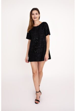 Rochie scurta cu croiala evazata Amara - Negru