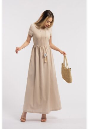 Rochie maxi din in - Bej