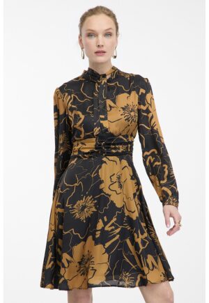 Rochie cu imprimeu floral - Negru/Maro deschis