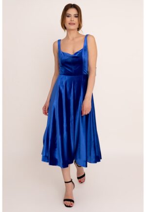 Rochie din catifea cu spate decupat Electra - Albastru royal