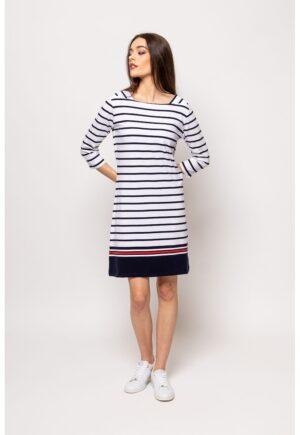 Rochie mini cu croiala in A Vumba - Rosu/Alb optic/Bleumarin