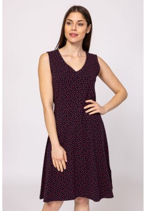 Rochie din amestec de bumbac cu decolteu in V Vilaka - Visiniu/Negru