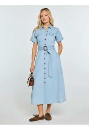 Rochie din denim cu maneca scurta Becca