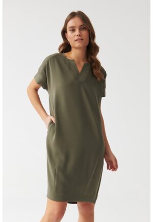 Rochie dreapta cu decolteu in V Owerita - Kaki