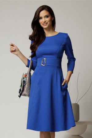 Rochie DY Fashion albastra clos cu detaliu pe talie