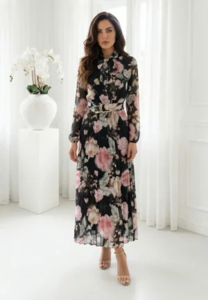 Rochie midi eleganta neagra cu i...