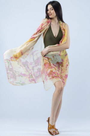 Pareo plaja din material plisat matasos si usor