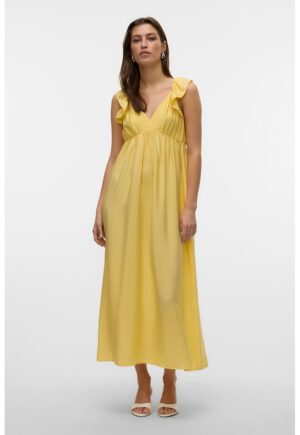 Rochie maxi cu talie Empire - Galben sofran