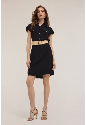 Rochie cu buzunare pe piept - Negru