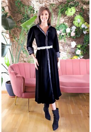 Rochie cu nasturi Onix - Negru