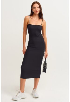 Rochie midi cambrata - Negru