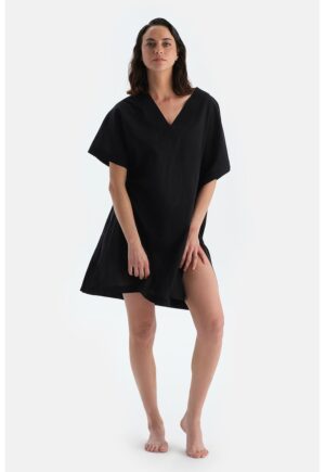 Rochie lejera din bumbac - Negru