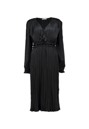 Rochie midi plisata de satin - Negru