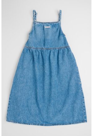 Rochie evazata din denim si amestec de lyocell - Albastru deschis