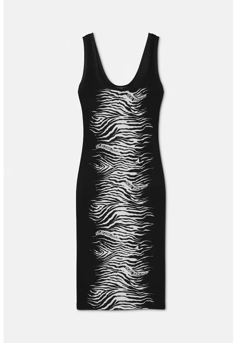 Rochie midi cu animal-print - Negru