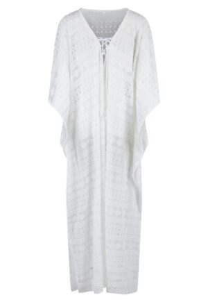 Rochie de plaja cu aspect semitransparent - Alb/Alb murdar