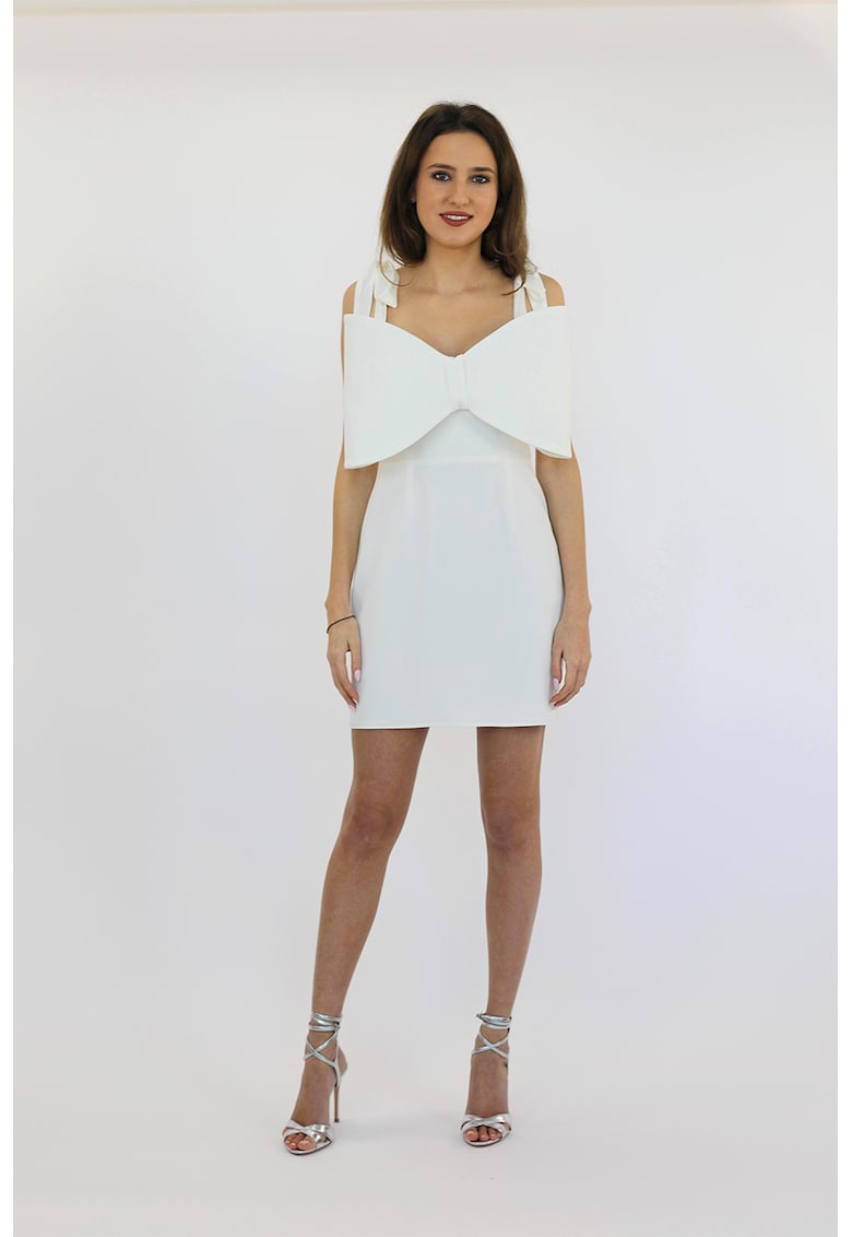 Rochie cambrata cu funda - Alb