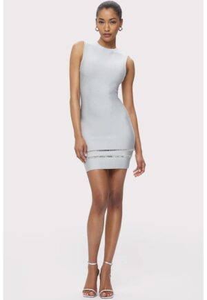 Rochie mini fara maneci care accentueaza silueta - Gri
