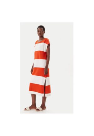 Rochie dama  1016534 - Bumbac/Elastan - Rosu/Bej