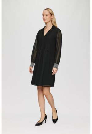 Rochie midi lejera cu maneci semitransparente - Negru