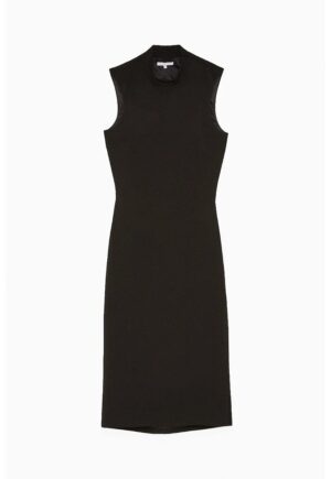 Rochie midi - fara maneci - cu franjuri la spate - Negru