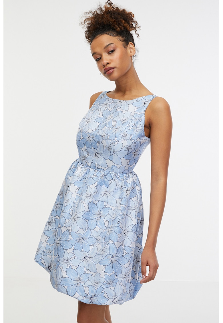 Rochie scurta cu model floral - Albastru deschis