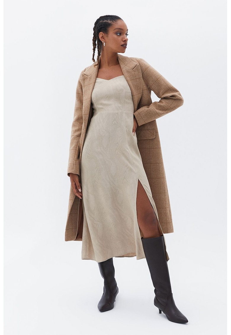 Rochie evazata cu slit lateral - Alb murdar