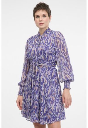Rochie cu model si maneci scurte - Violet/Roz somon