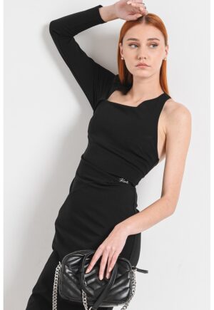 Rochie bodycon asimetrica - Negru