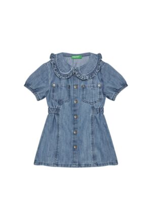 Rochie fete -  41DWGV029 901 - bumbac/poliester - albastru