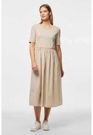 Rochie midi evazata - Bej deschis