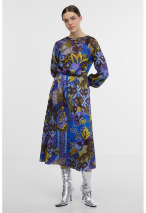 Rochie midi cu model - Albastru royal