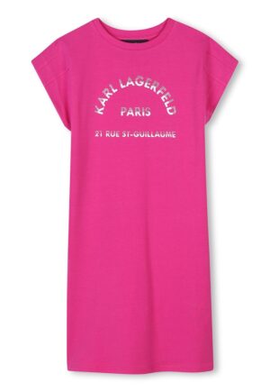 Rochie-tricou din amestec de modal cu imprimeu - Fucsia