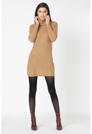 Rochie-pulover cu guler inalt Jana - Maro camel