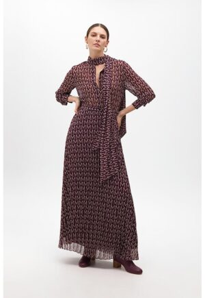 Rochie maxi cu imprimeu logo - Alb fildes/Violet tyrian