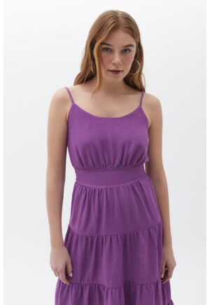 Rochie midi cu model cu volane - Ametist