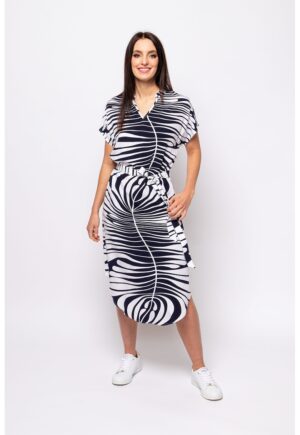 Rochie midi cu imprimeu Vlora - Alb/Albastru ultramarin