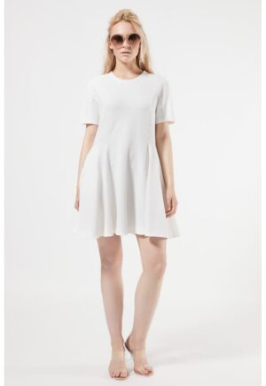 Rochie mini evazata Funda - Alb optic