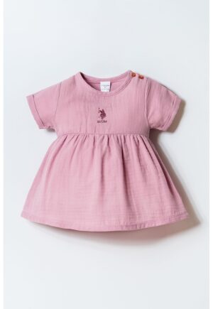 Rochie din bumbac cu logo - Roz prafuit