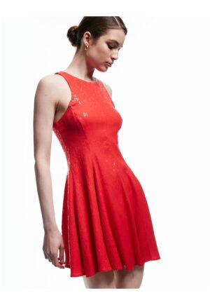 Rochie mini cu paiete - Rosu