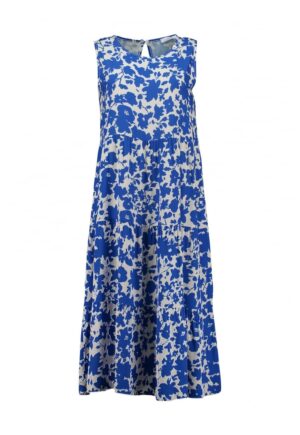 Rochie midi fara maneci - Albastru royal/Alb murdar